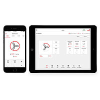 téléphone et tablet montrent l'app de zehnder comfocontrol