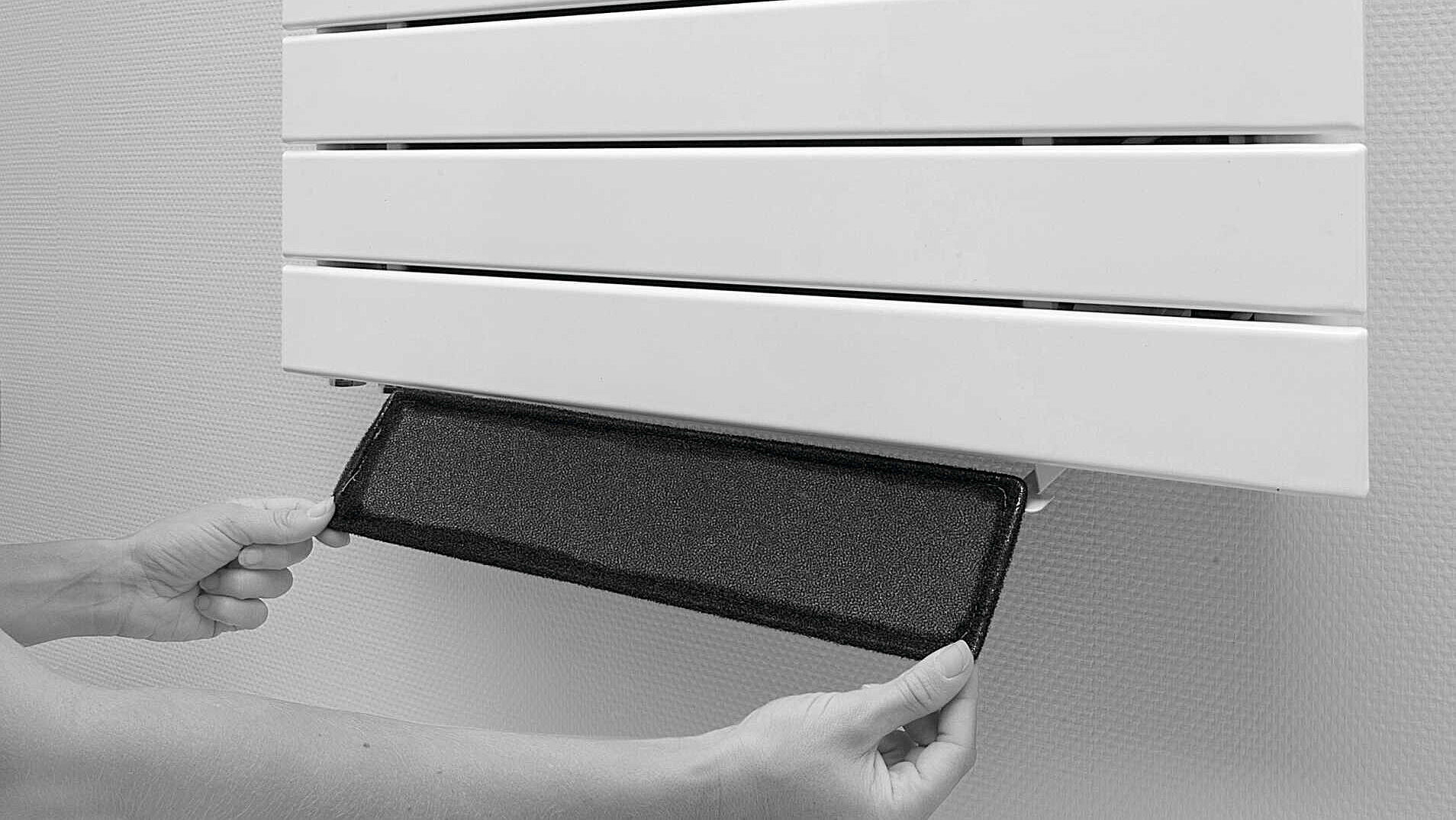 Filtre antipoussières intégré de Zehnder Nova Neo Filtre antipoussières intégré au corps de chauffe Zehnder Nova Neo