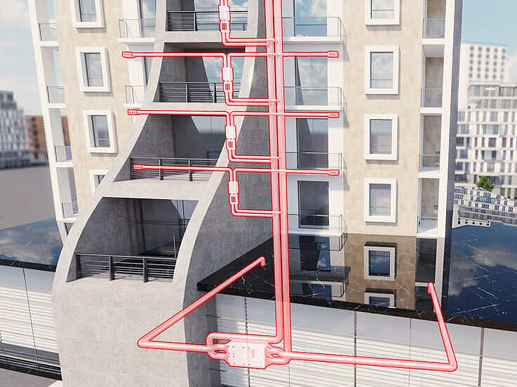 Wohnungslüftungsbox Zehnder ComfoVar Aero steuert die Zuluft in die Wohnung